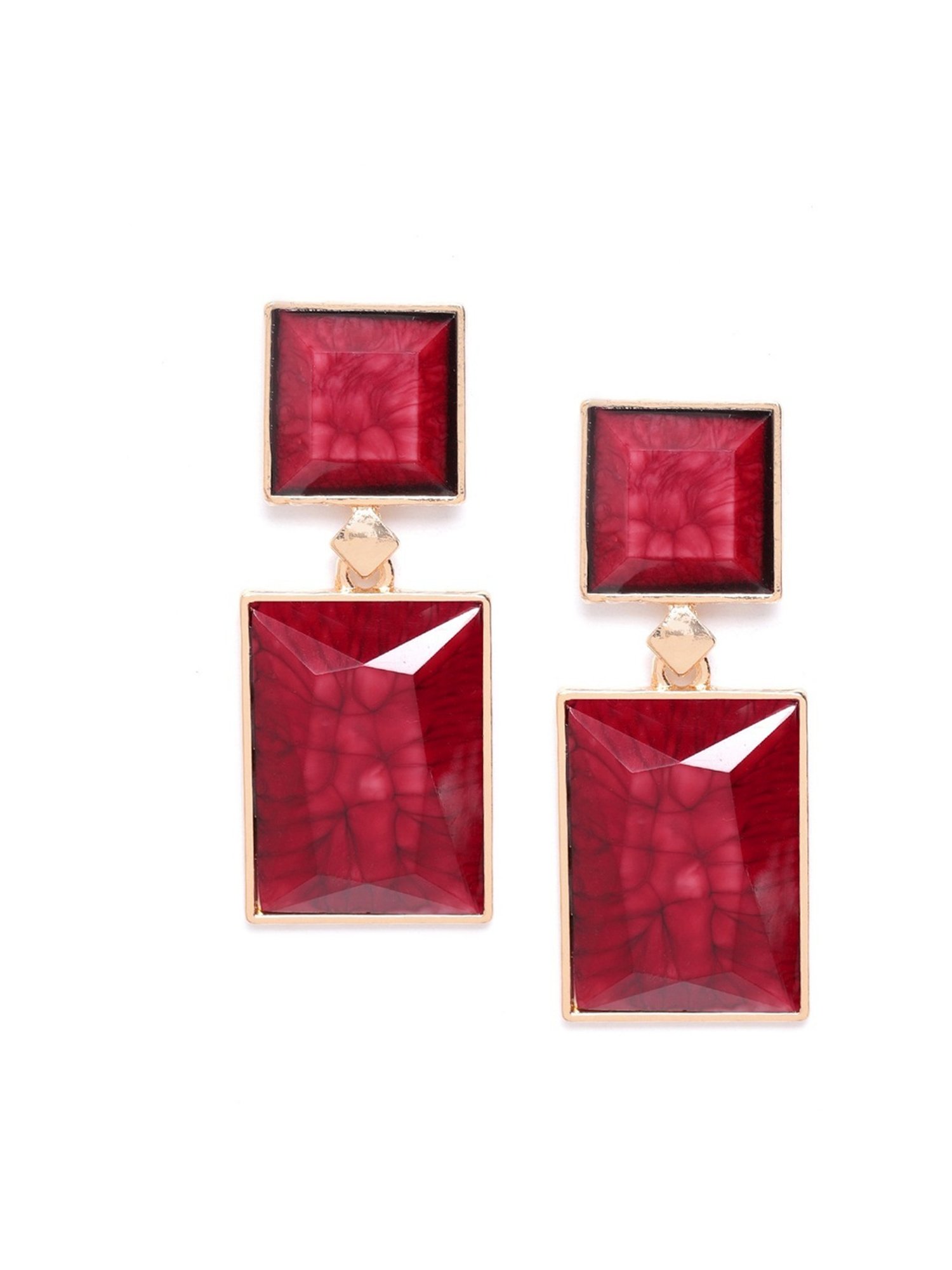 YouBella Crystal Handmade Golden Red Dangler Earrings for Women