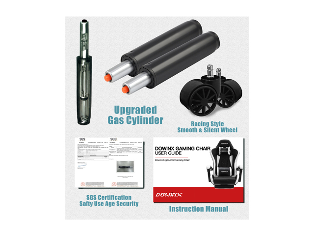 Dowinx Gaming Chair Ergonomic Office Recliner for Computer with Massage Lumbar Support, Racing Style Armchair PU Leather E-Sports Gamer Chairs with Retractable Footrest (Black&Gray)