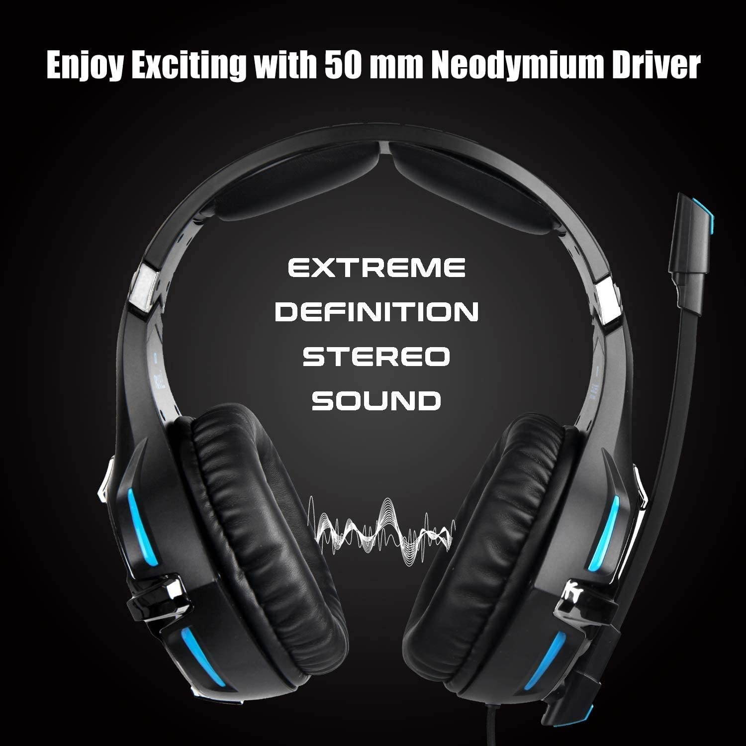 SADES Gaming Headset for PS4 Xbox OnePC Surround Sound Over-Ear Headphones with Noise Cancelling Mic Soft Comfort Earmuffs for Laptop Mac Nintendo(Black)