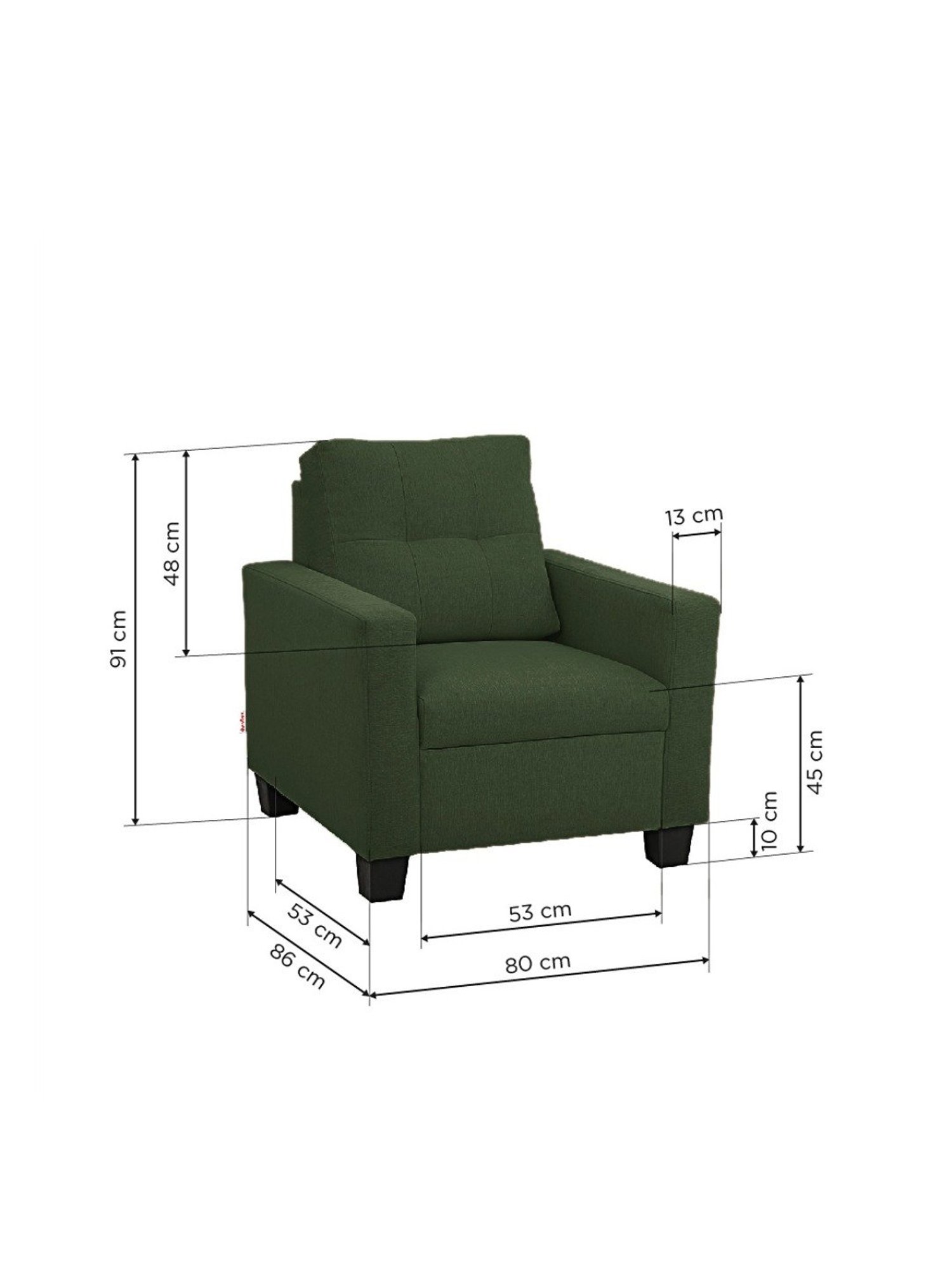 Duroflex Ease Sap Green Neem Wood 1 Seater Sofa