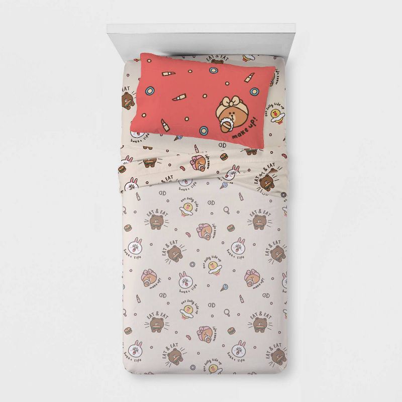 Twin Line Friends Day of Brown Sheet Set