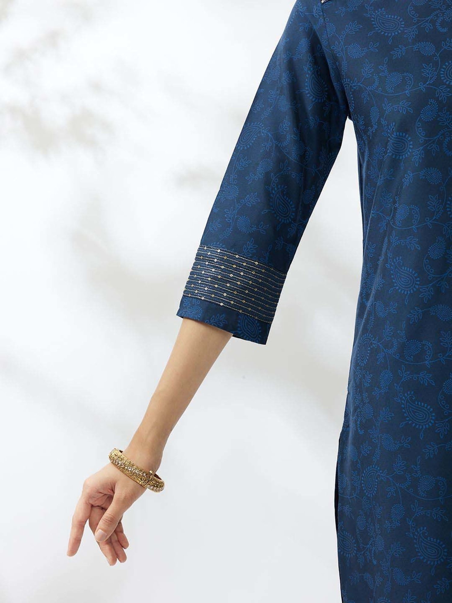 Daali Blue Printed Straight Kurta