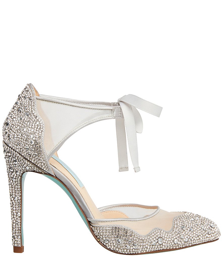 Blue by Betsey Johnson Iris Satin Rhinestone Stiletto Pumps
