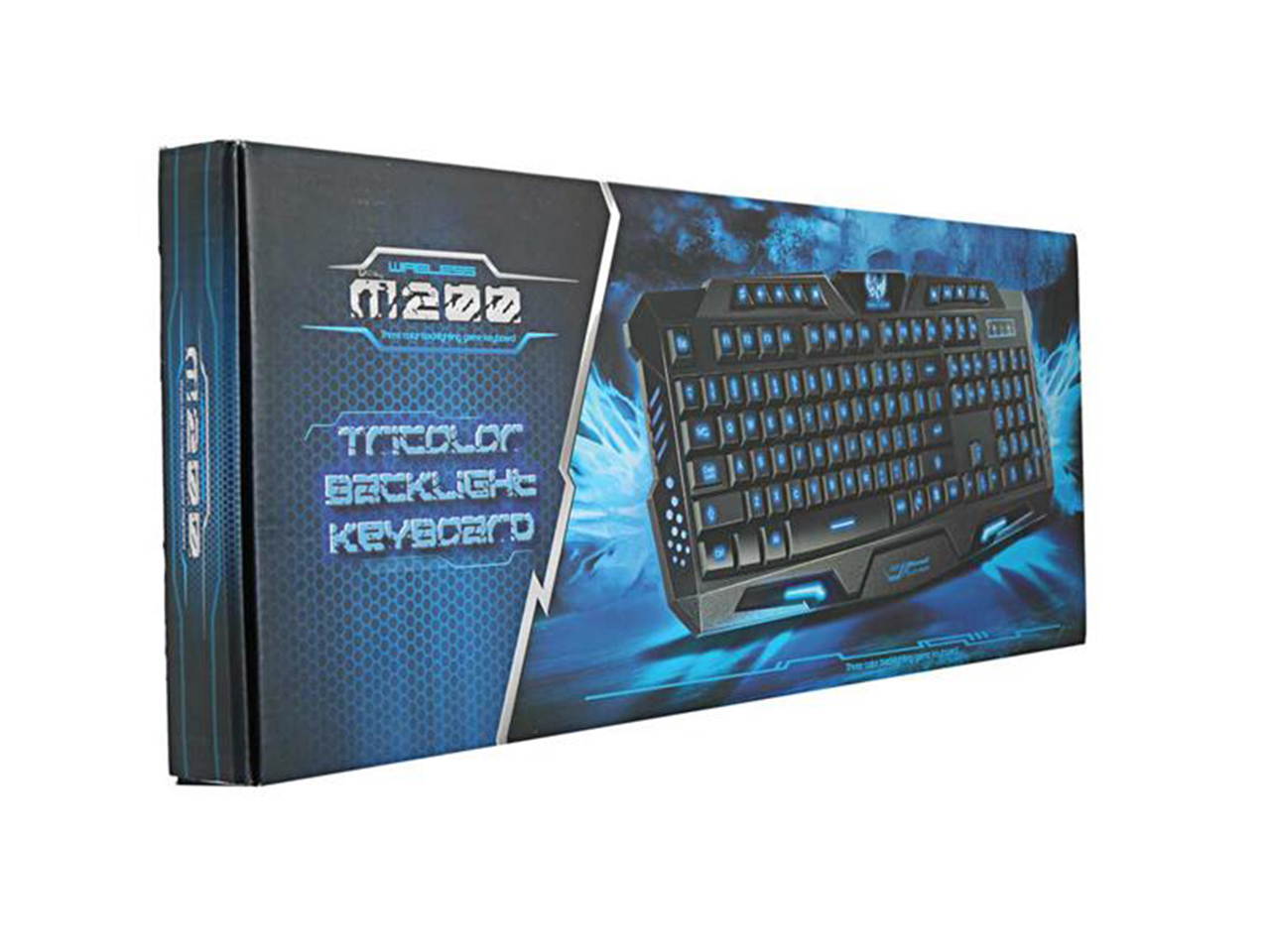 A878 114-Key LED Backlit Wired USB Gaming Keyboard with Cracking Pattern Black