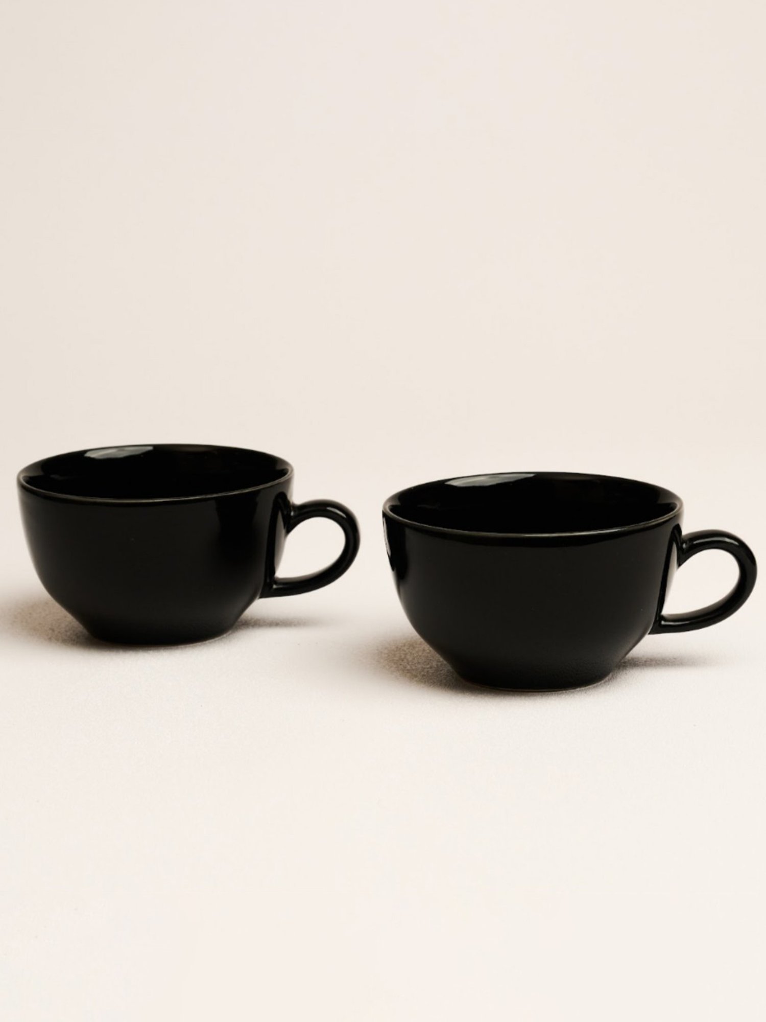 BlackCarrot Black Ceramic Coffee Mugs Set of 2