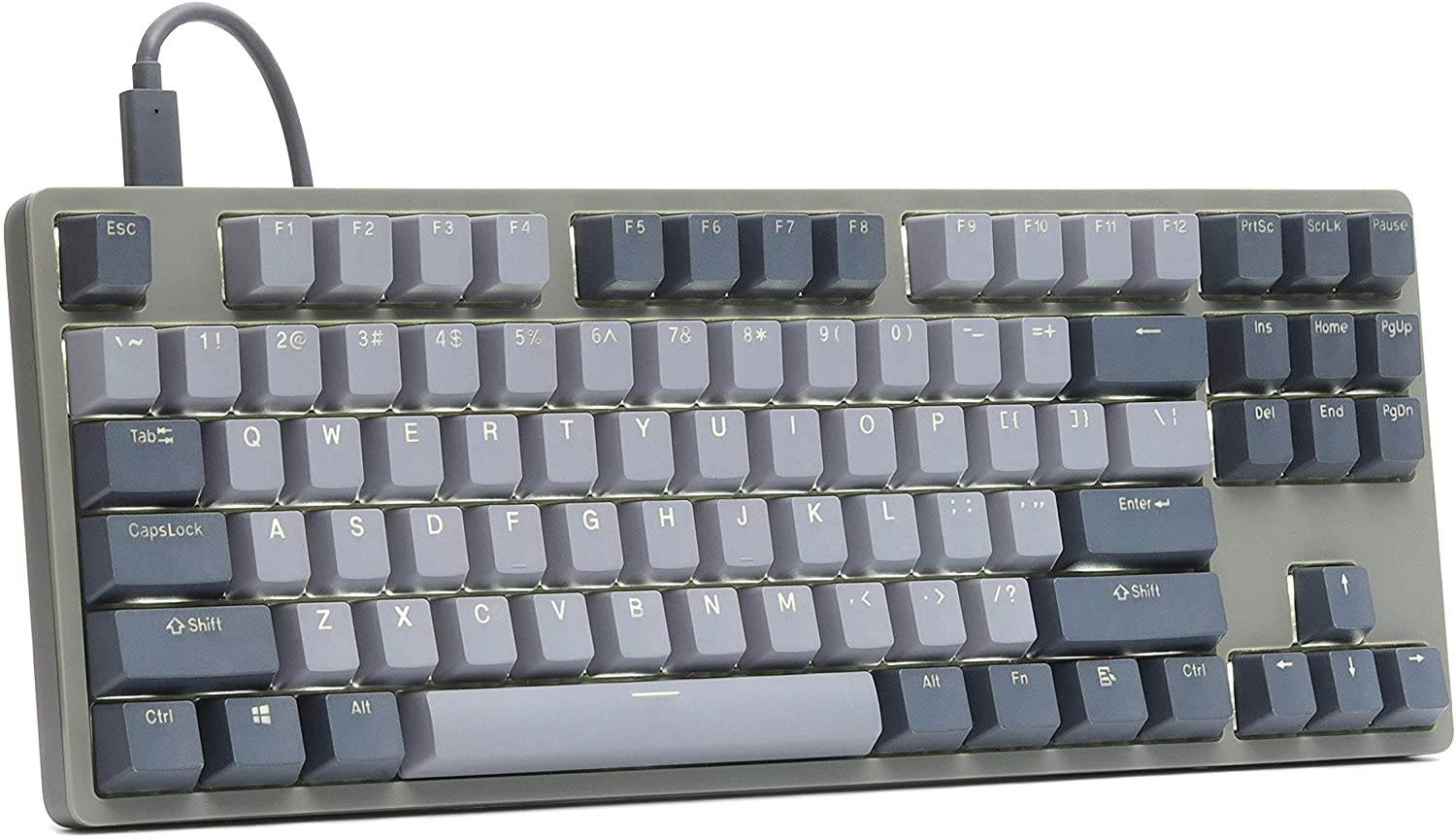 Drop ENTR Mechanical Keyboard &mdash; Tenkeyless Anodized Aluminum Case, Doubleshot Shine-Through PBT Keycaps, N-Key Rollover, USB-C, White Backlit LED, Tactile Switches (Green/Gray, Halo True)