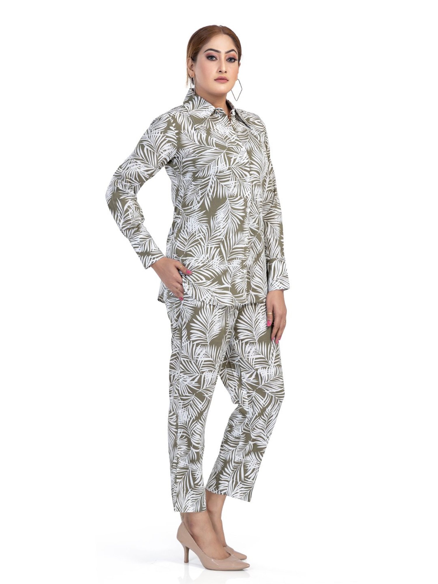 Nino Bambino Olive Printed Shirt With Pants