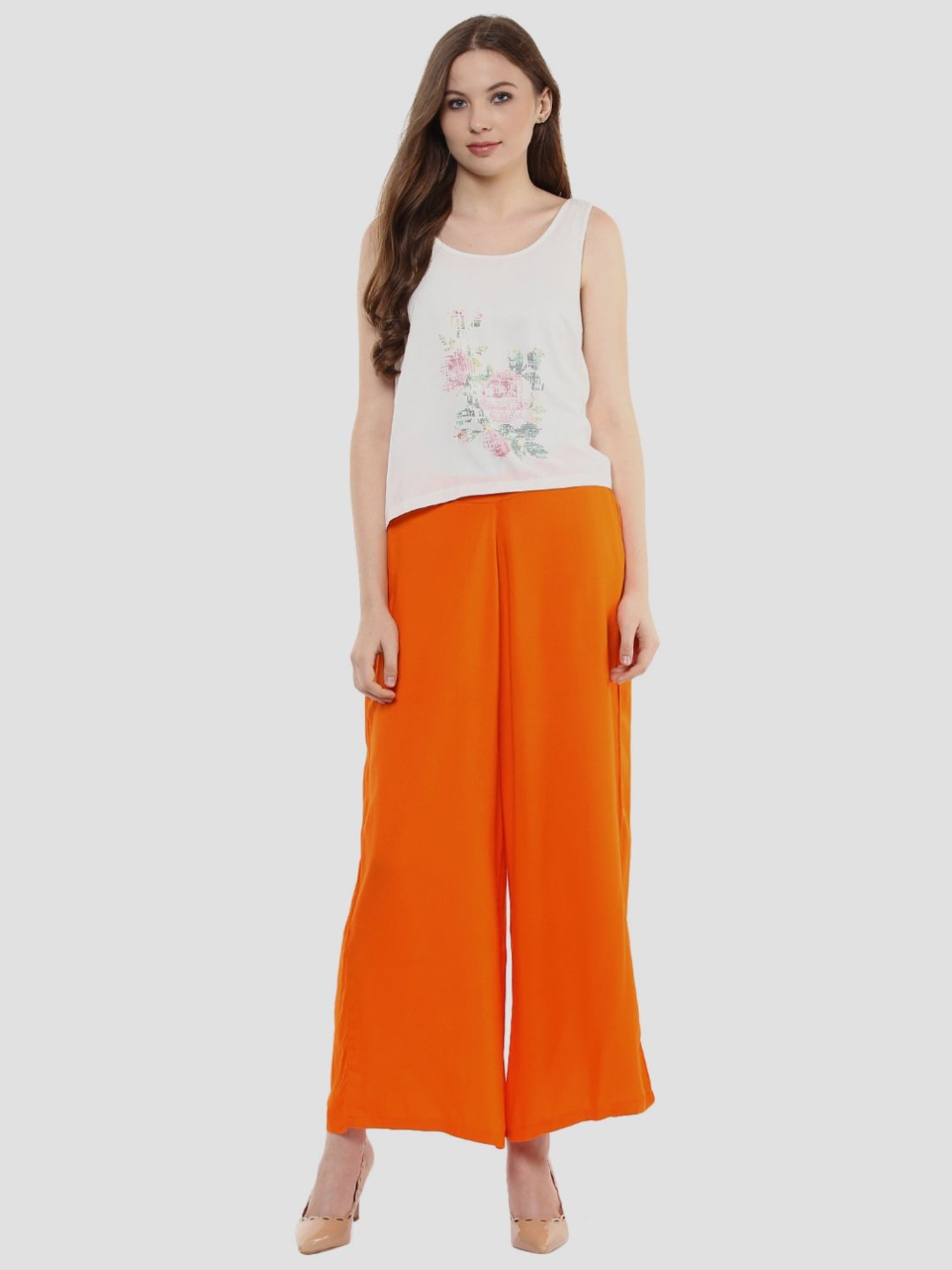 Sringam Orange Regular Fit Palazzos