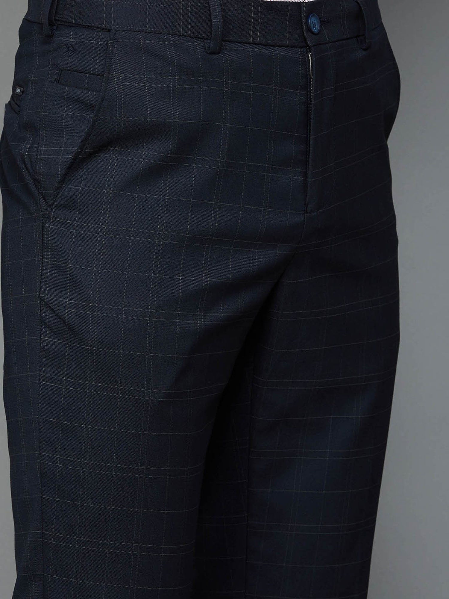 Code by Lifestyle Black Slim Tapered Fit Checks Trousers