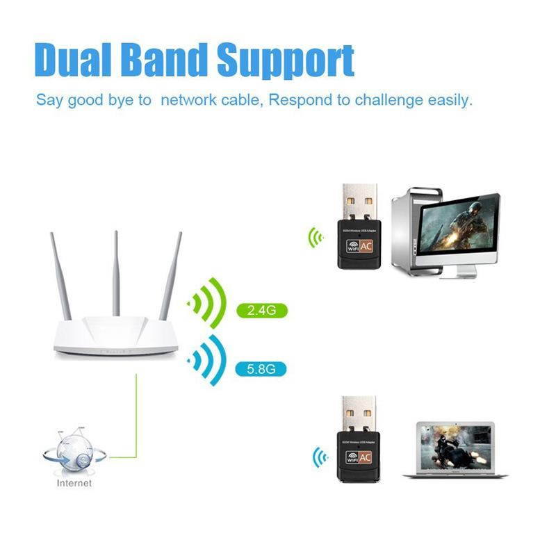 Dual Band 2.4+5Ghz usb Lan Ethernet Receiver 802.11ac USB Wireless WiFi Adapter 600Mbps Wifi Antenna PC Network Card