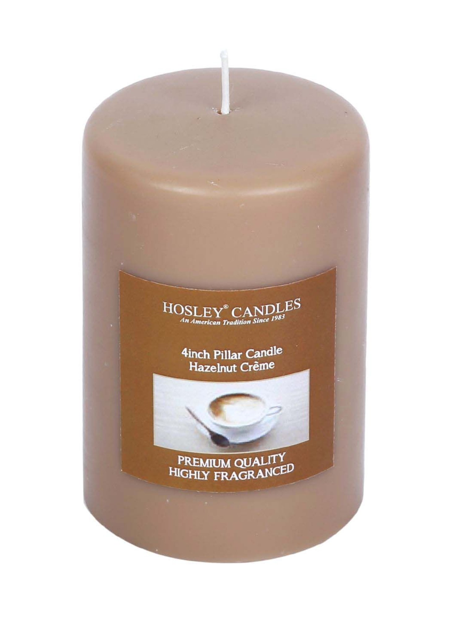 HOSLEY Brown Wax Pillar Candle - Set of 3