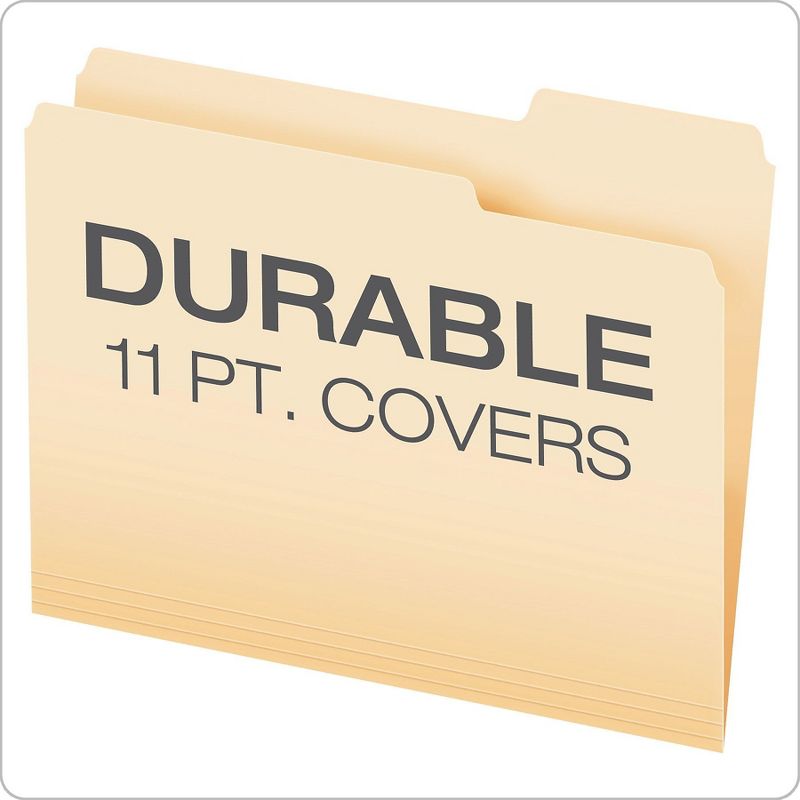 Pendaflex CutLess File Folders 1/3 Cut Top Tab Letter Manila 100/Box 48420