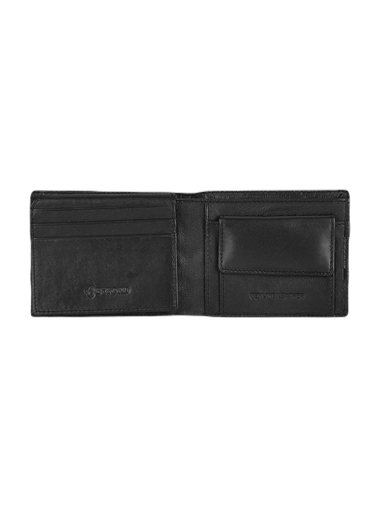 Byford by Pantaloons Black Leather Small Bi-Fold Wallet for Men