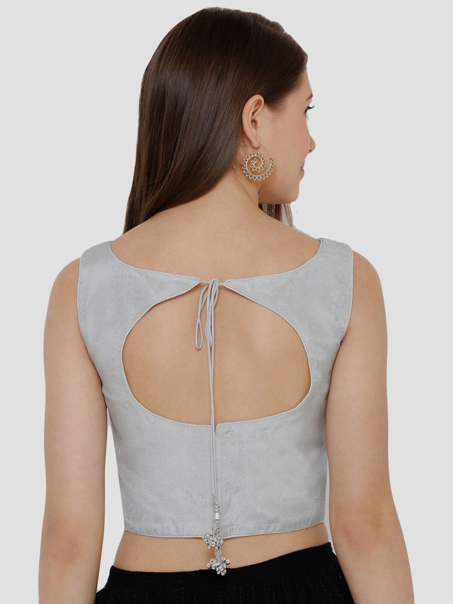 Salwar Studio Silver Embellished Readymade Blouse