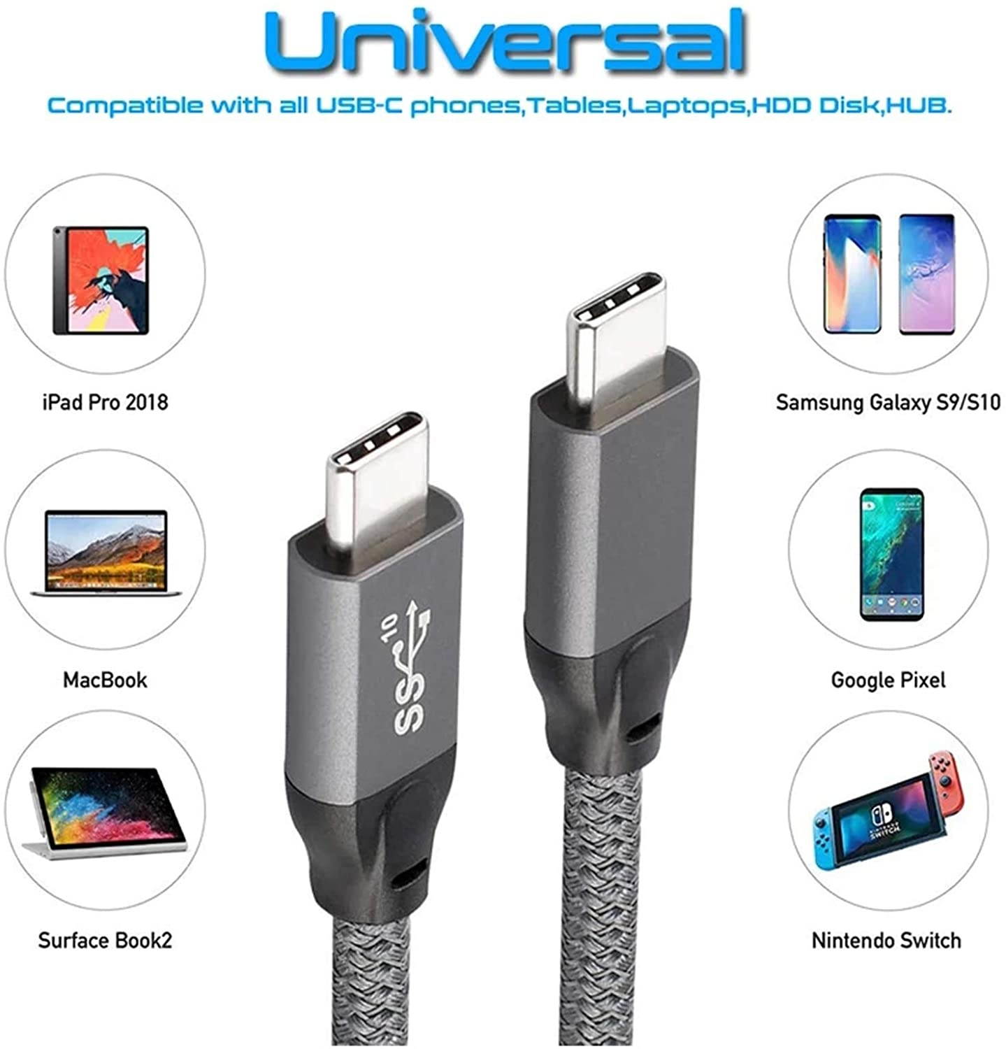 Thunderbolt 3 Cable (2M/6.6Ft) USB-C to USB-C 20 Gbps Data Transfer 100W 20V/5A Fast Charging Compatible with LaptopSmartphoneComputer (Size : 2M)
