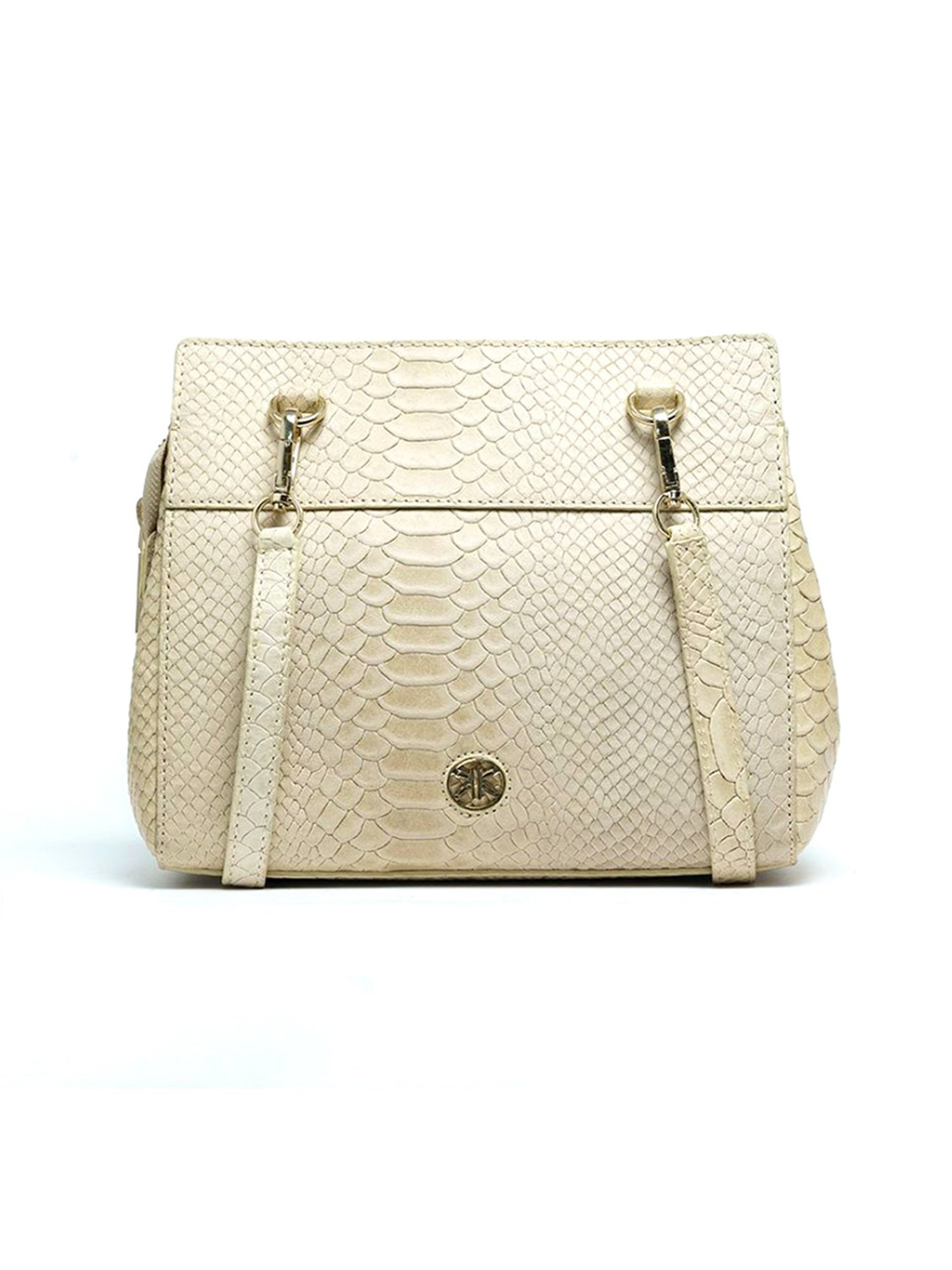RI2K London Cream Leather Medium Animal Effect Cross Body Bag