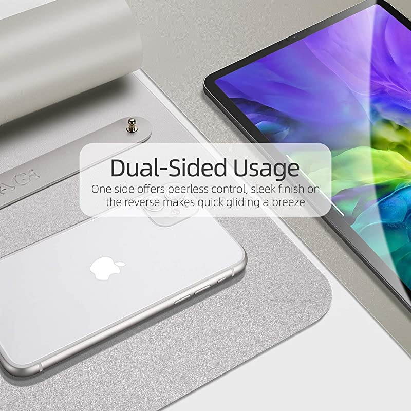 Multifunctional Office Desk Pad Ultra Thin Waterproof PU Leather Mouse Pad Dual Use Desk Writing Mat for OfficeHome 315 x 157 Grey