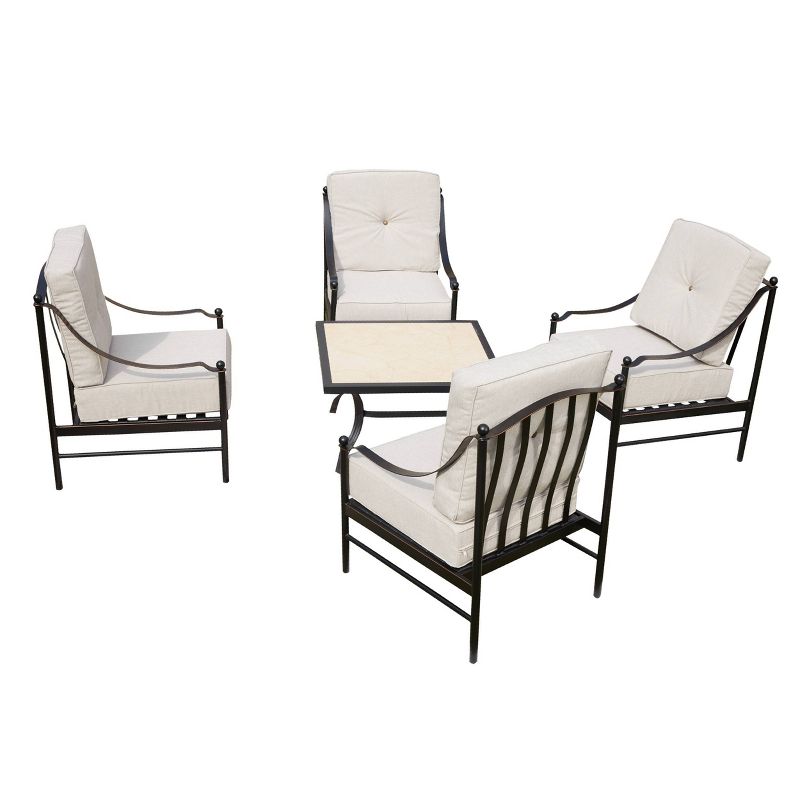 5pc Conversation Steel Patio Seating Sets Cream -  Lokatse