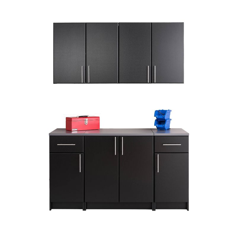 64" Elite with 5 Storage Cabinet Set Black - Prepac