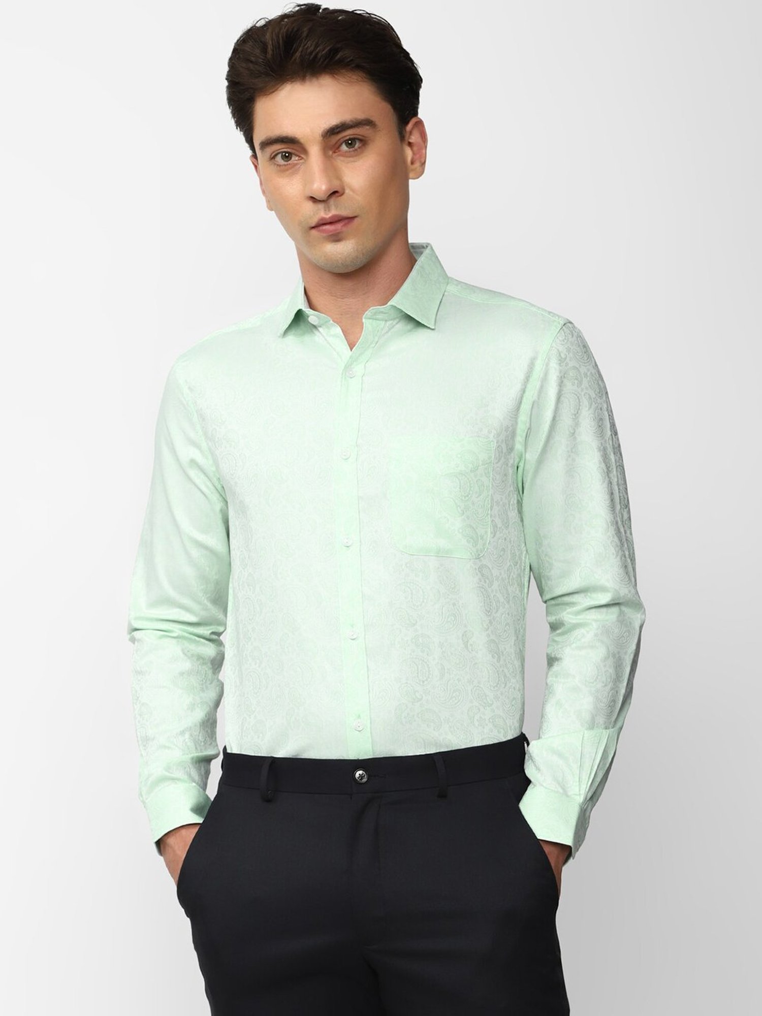 Arrow Sport Dark Green Cotton Slim Fit Shirt
