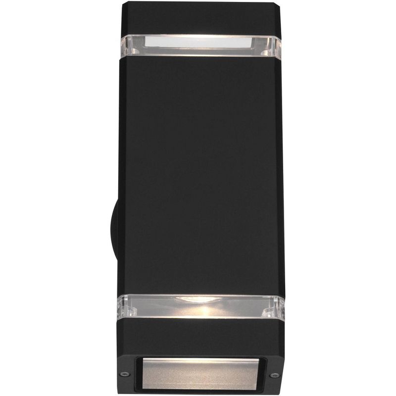 Possini Euro Design Modern Outdoor Wall Light Fixture Black 10 1/2" Rectangular Glass Up Down for House Porch Patio