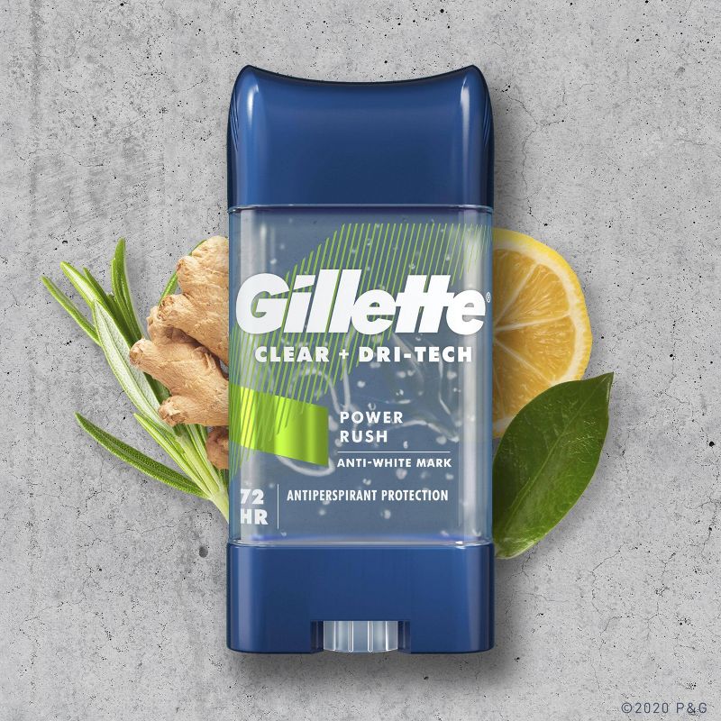 Gillette Antiperspirant Deodorant for Men - Clear Gel Power Rush 72 Hour Sweat Protection - 2pk/3.8oz each