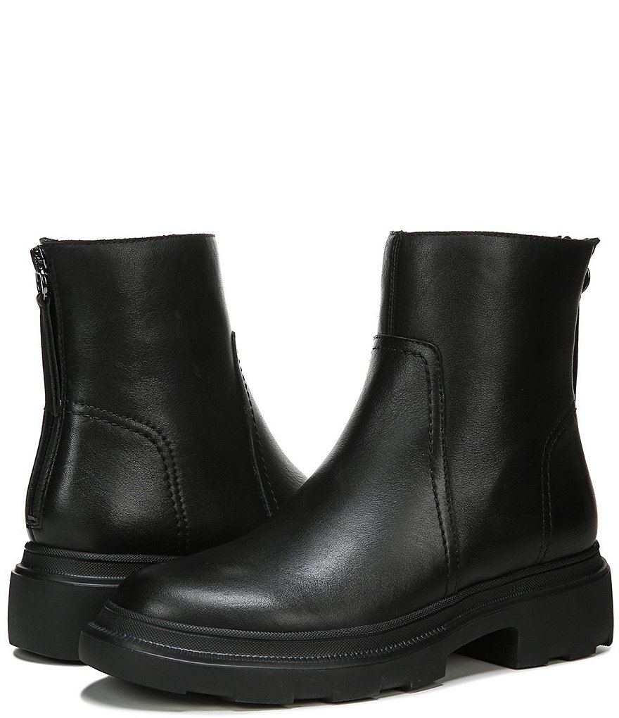 Naturalizer Joelle Waterproof Leather Lug Sole Block Heel Booties