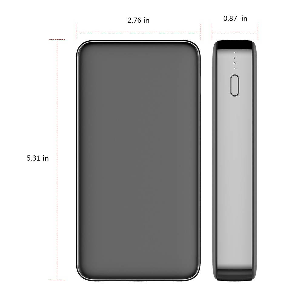 Quick Charge 3.0 USB-C PD Power Delivery Portable Power Bank Battery Pack Triple USB Charger 20000mAh - Black