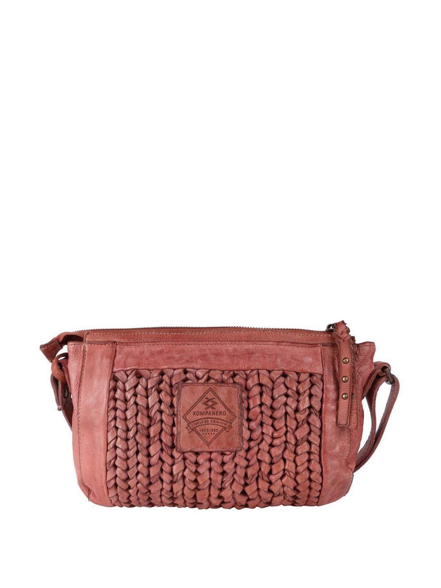 KOMPANERO Brown Textured Medium Sling Handbag