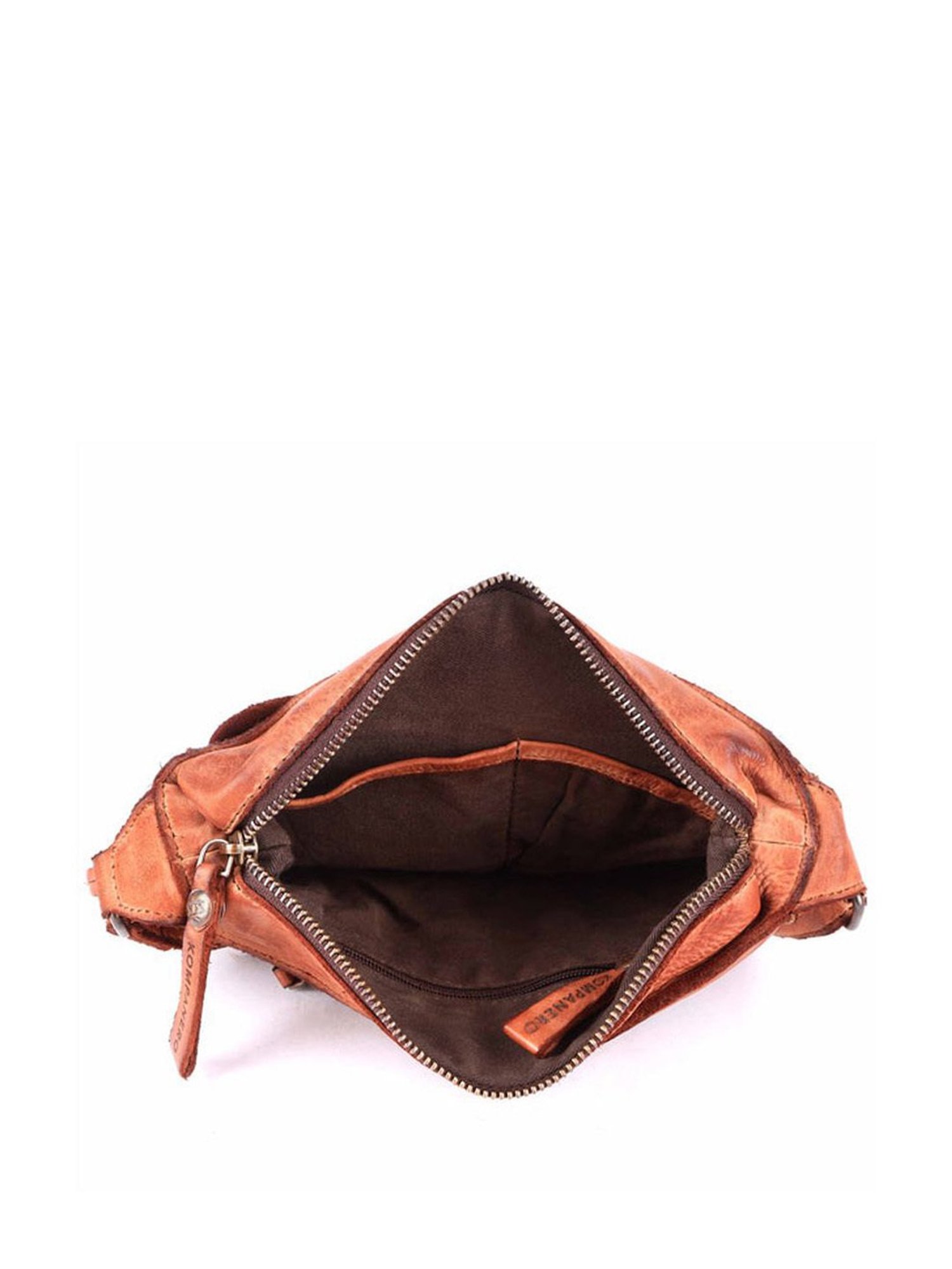 KOMPANERO Rochelle Cognac Leather Textured Sling Handbag