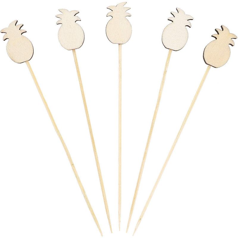Juvale 120-Pack 5.5 Inch Tropical Hawaiian Wood Cocktail Party Pineapple Picks