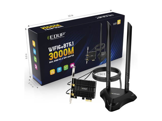 WiFi 6 AX3000 PCIe WiFi Card, Up to 2400Mbps, Bluetooth 5.0, 802.11AX Dual Band Wireless Adapter with MU-MIMO, OFDMA, Ultra-Low Latency, Supports Windows 10 (64bit) only