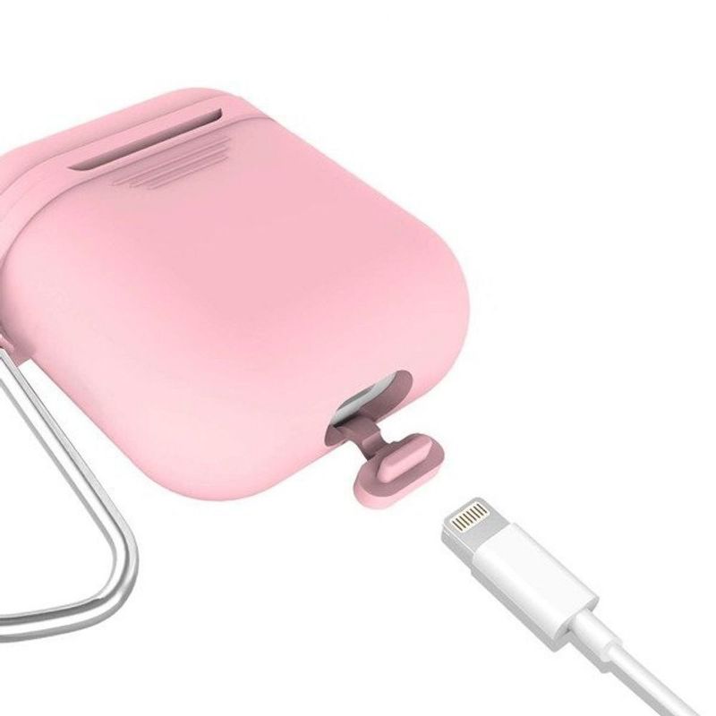 Insten Silicone Case Cover w/ Hookups & Airpods Strap compatible with Apple AirPods1/2, Pink