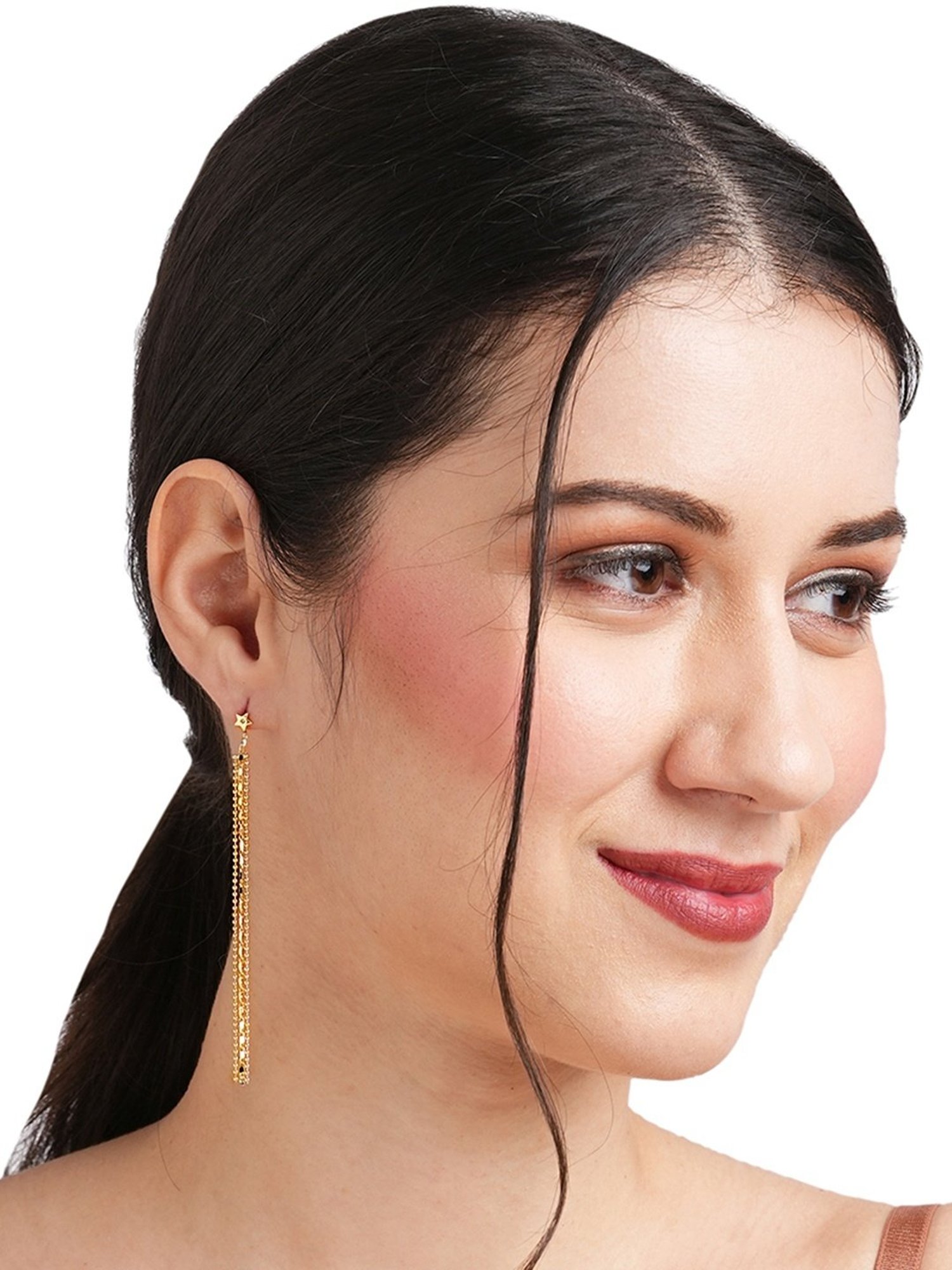 Accessorize London Gold Z Star Chain Long Drop Earrings