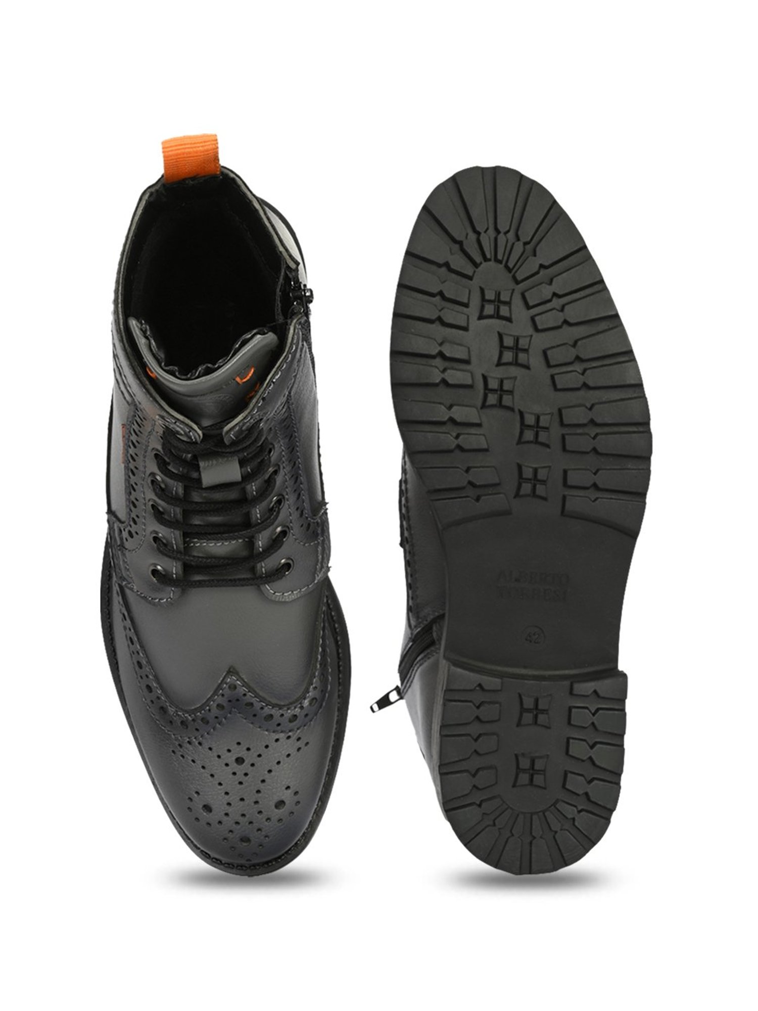 Alberto Torresi Men's Grey Brogue Boots