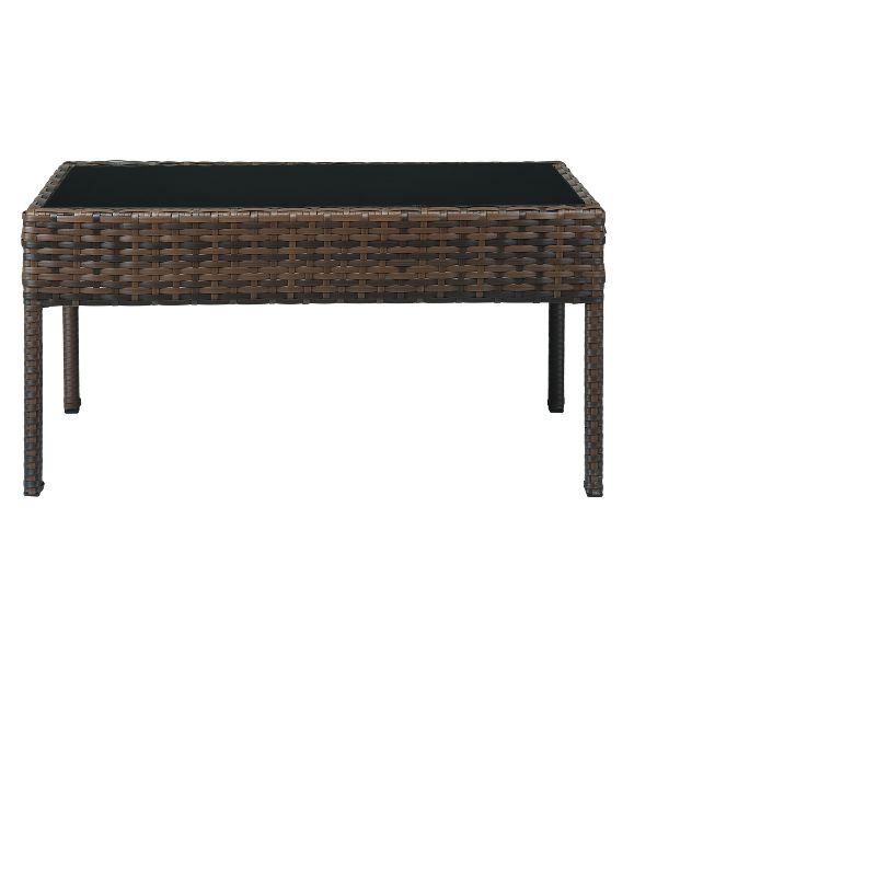 4pc Wicker Teaset - Dark Brown with Orange Cushions - Thy Hom