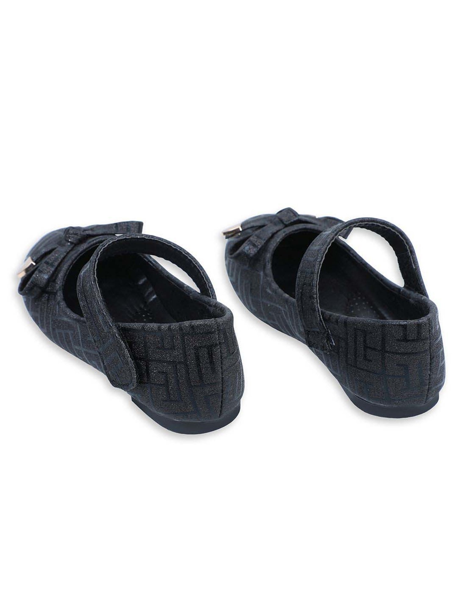 Baby Moo Kids Black Bash Embellished Shimmer With Bow Mary Jane Shoes