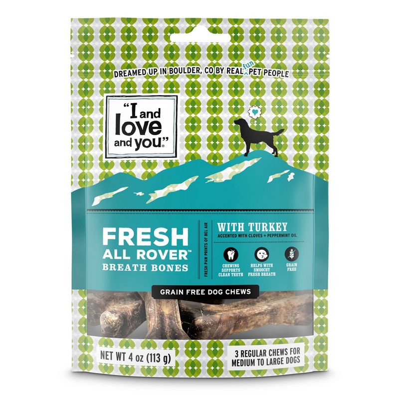 I and Love and You Fresh All Rover Breath Bones Natural Chicken Dental Dog Treats - 3ct