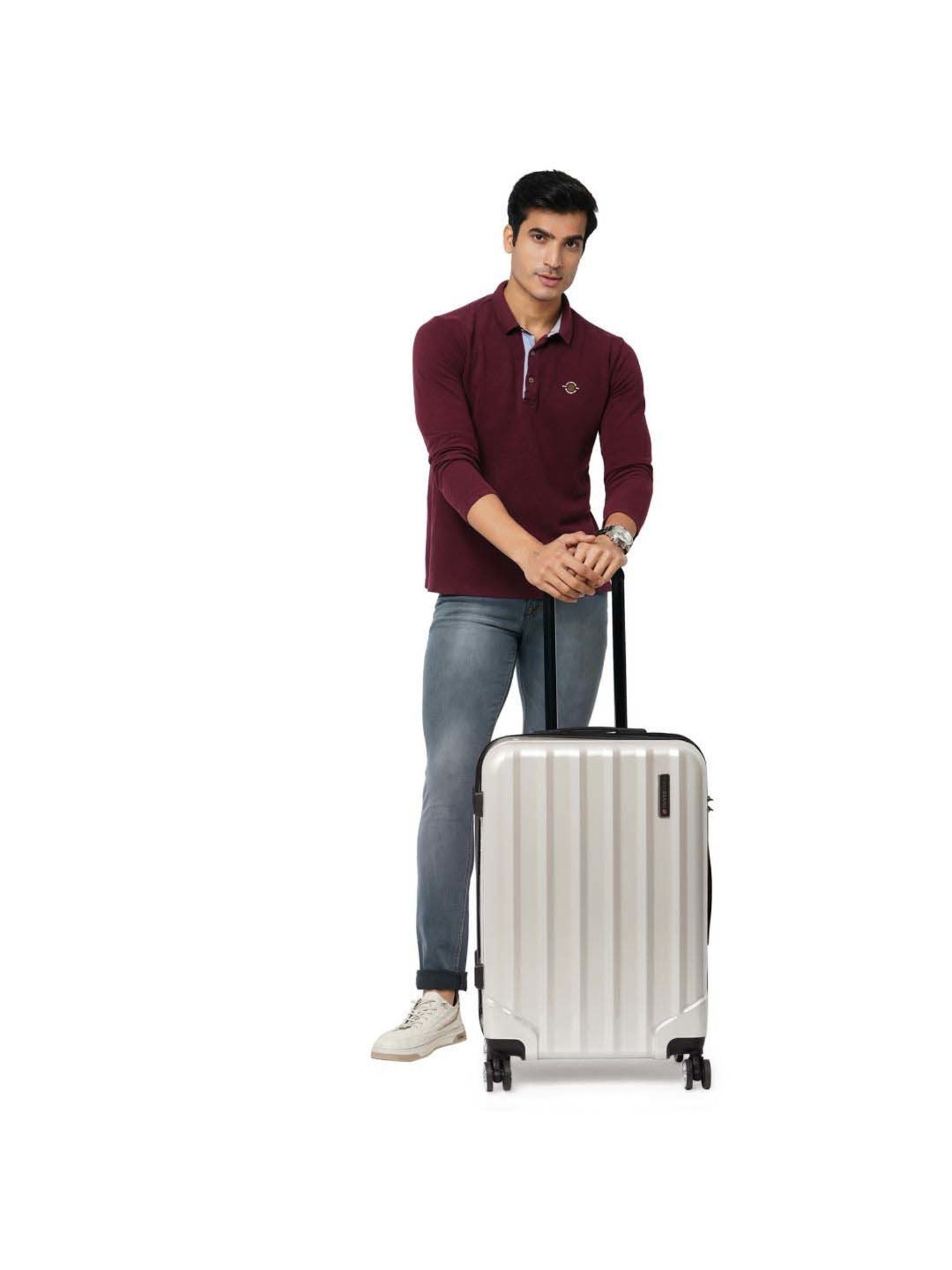 Swiss Brand Baden Silver Medium Hard Trolley Bag - 24 cm