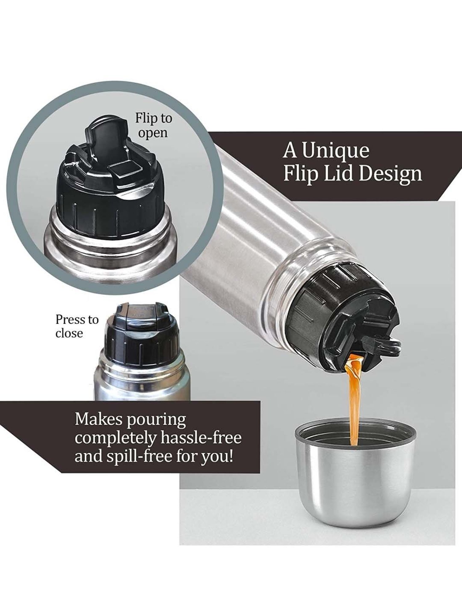 Milton Silver Stainless Steel Thermosteel Bottle (1000 ml) - Set of 1