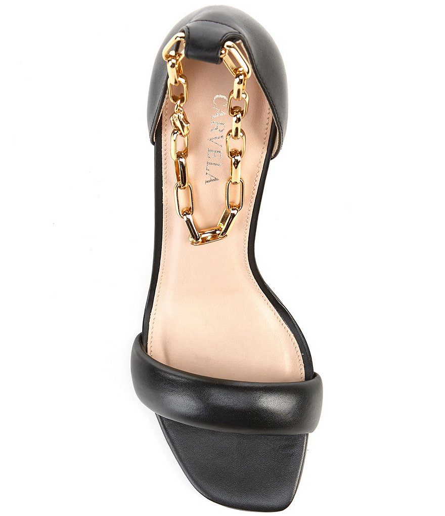 Carvela Glare Leather Chain Detail Ankle Strap Detail Dress Sandals