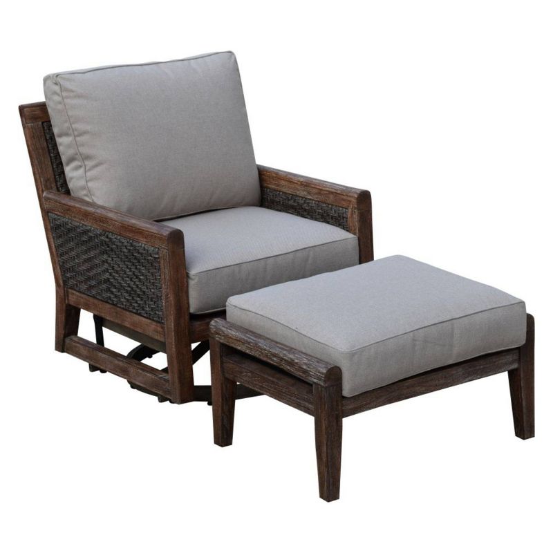 Newbury Premium Grade A Teak Wood Patio Ottoman White - Modway