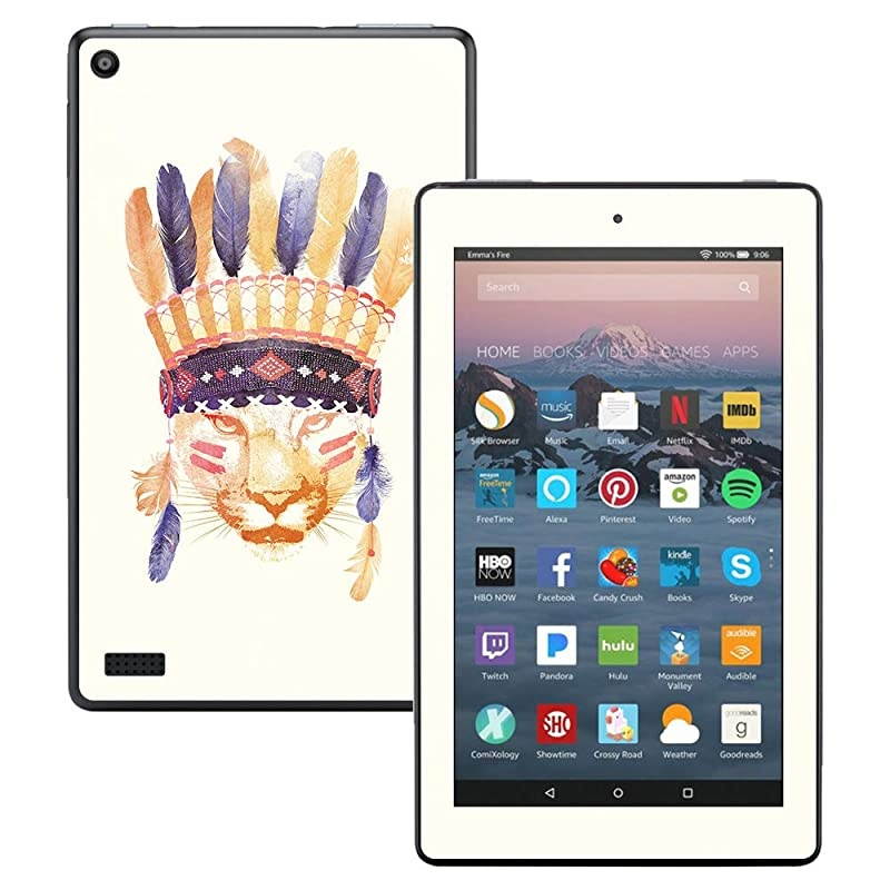 Skin Compatible with  Kindle Fire 7 (2017) - Cat Chief | Protective, Durable, and Unique Vinyl Decal wrap Cover | Easy to Apply, Remove, and Change Styles | Made in The USA