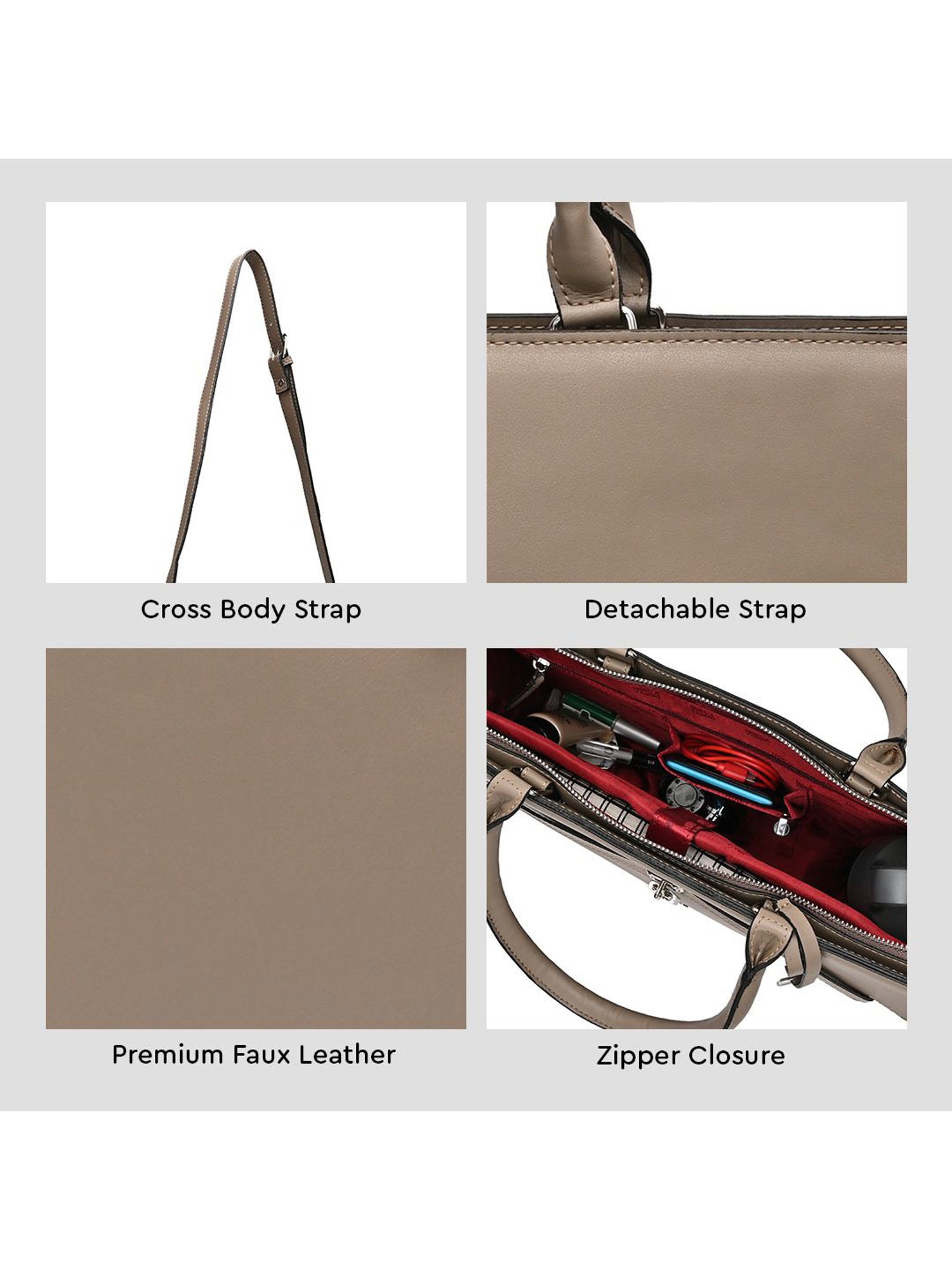 Horra Grey Solid Laptop Handbag