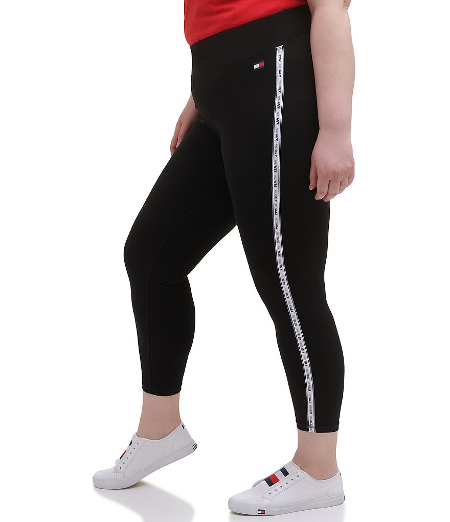 Intro Plus Size Splash Tie Dye Loop Strap Hem Detail 7/8 Ankle Pull-On Leggings