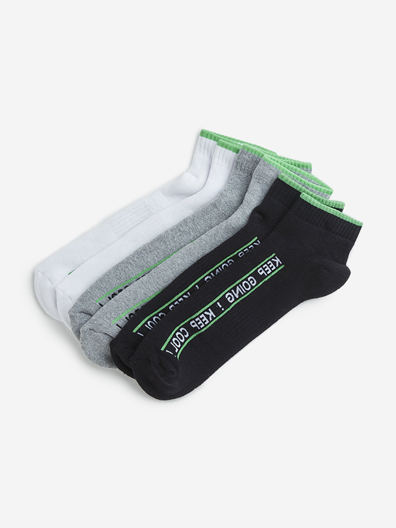 WES Lounge by Westside Grey Ankle Length Cotton Blend Socks - Pack of 3