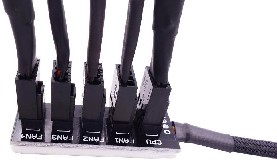 4-Pin PWM Fan Power Supply Cable 1 to 5 Splitter 5 Way PC Case Internal Motherboard Fan Power Extension Cable Cord Wire for ATX Computer Case 4-Pin and 3-Pin Cooling Fans (13 inch, Black)
