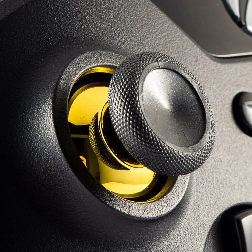 eXtremeRate 10 pcs Rubberized Chrome Thumbsticks Analog Sticks Buttons Replacement Parts for Xbox One Xbox One Elite Xbox One X Xbox One S Controller (Chrome Gold)