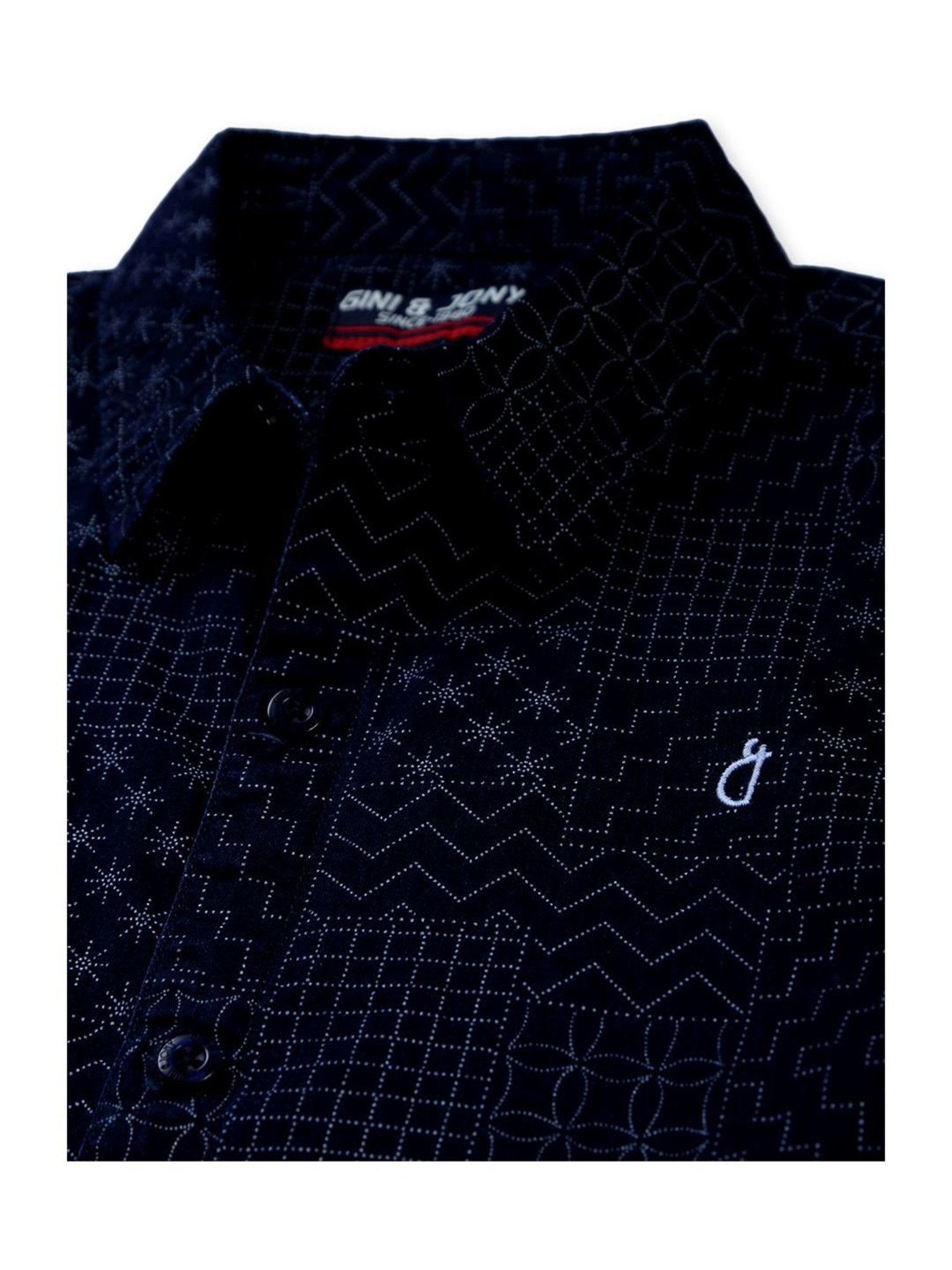Gini & Jony Kids Navy Cotton Printed Shirt