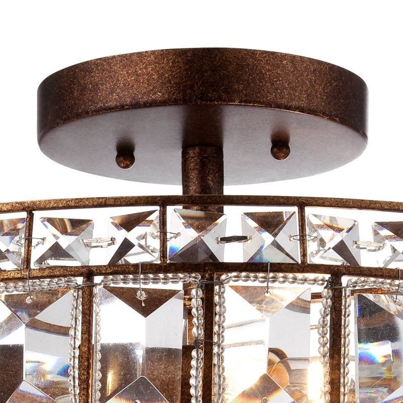 Vienna Full Spectrum Ceiling Light Semi Flush Mount Fixture Mocha Brown 15" Wide Faceted Clear Crystal Accents for Bedroom Kitchen